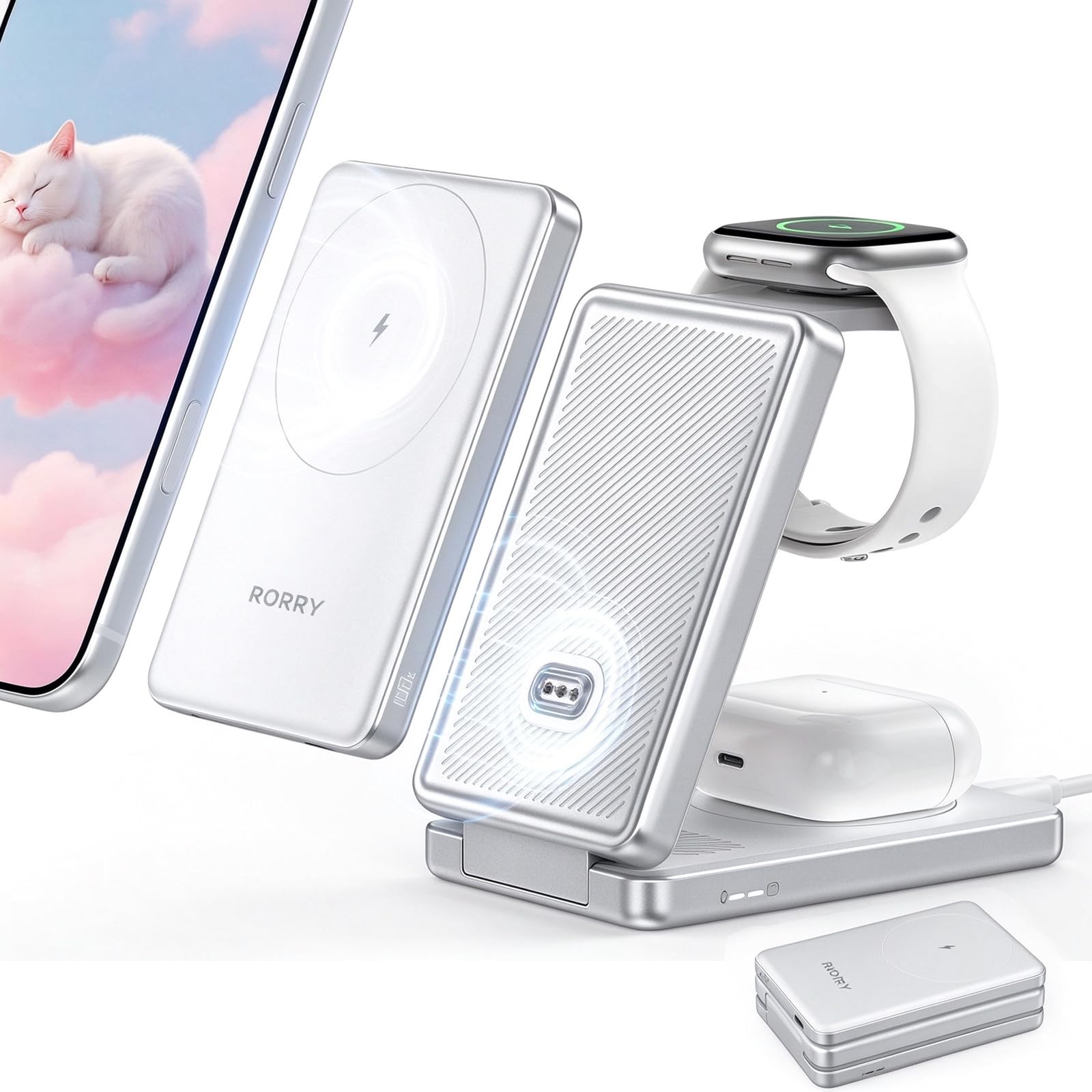 RORRY AuraDock 4in1 MagSafe充電器 5000mAh Amazon.co.jp: RORRY ワイヤレス充電器 4in1 magsafe充電器 AuraDock